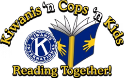 Logo featuring an open book with a Kiwanis International symbol and the text 