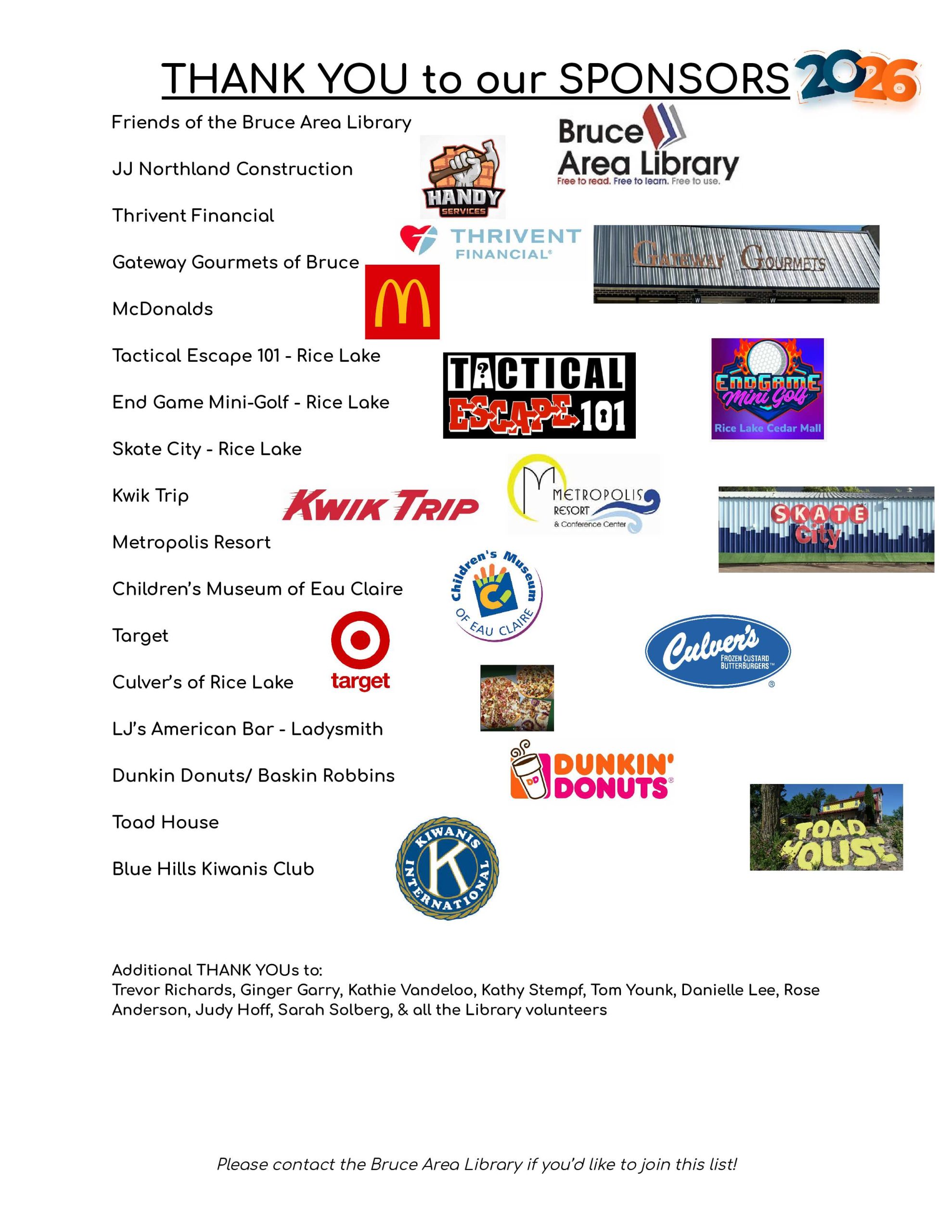 List of sponsors with their logo